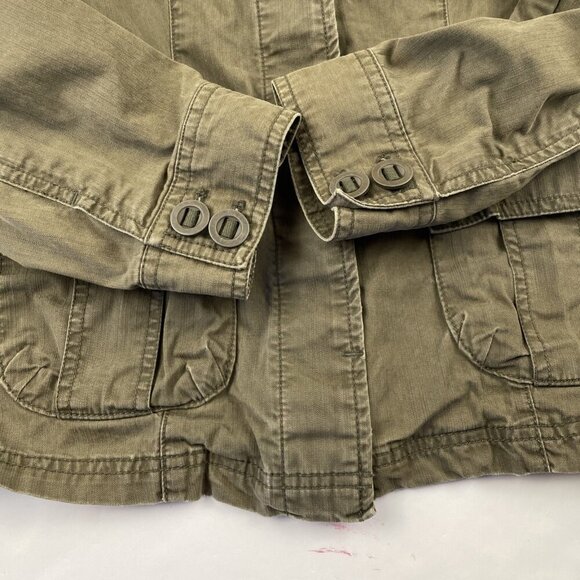 Eddie Bauer Field Jacket Women’s M Military Green Button Up Cotton Canvas - Picture 9 of 9